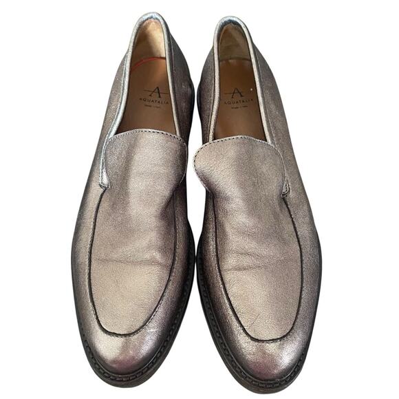 Aquatalia Kelsey Weatherproof Leather Bronze Slip On Loafer Shoes size 9 - Picture 3 of 12